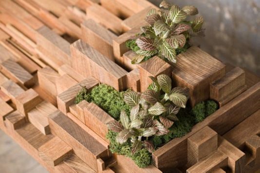 時尚混搭的盆景板凳